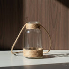 Vintage-Inspired Glass Vase with Hand-Woven Hemp Accents
